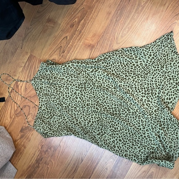 Zara Leopard Print Slip Dress – Pistachio Green – Spaghetti Strap – Size m - Picture 5 of 5